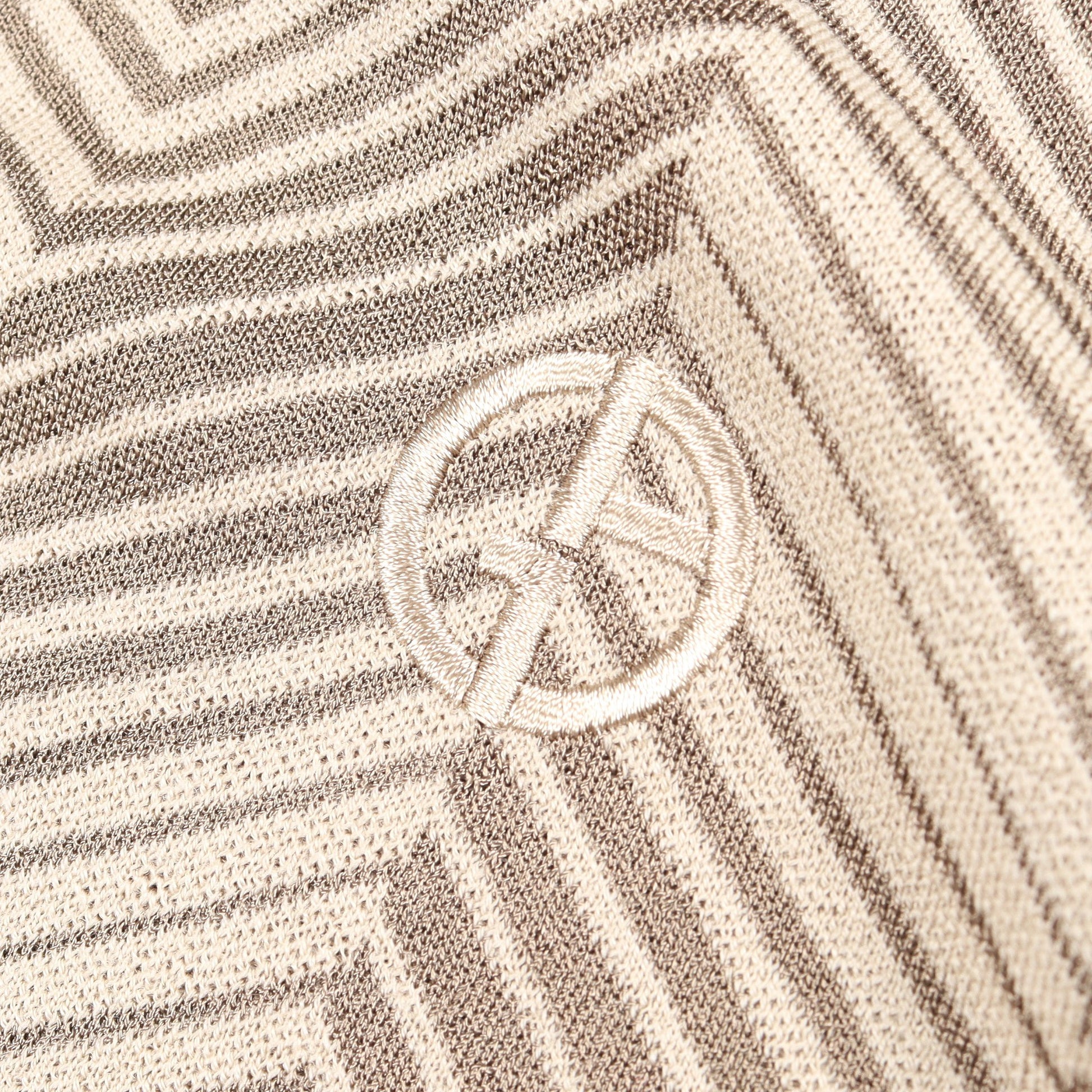 ロゴ刺繍 ヘリンボーン ニット ウール ビスコース グレーベージュ グレーブラウン ジョルジオアルマーニ トップス GIORGIO ARMANI