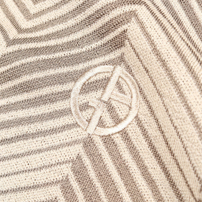 ロゴ刺繍 ヘリンボーン ニット ウール ビスコース グレーベージュ グレーブラウン ジョルジオアルマーニ トップス GIORGIO ARMANI