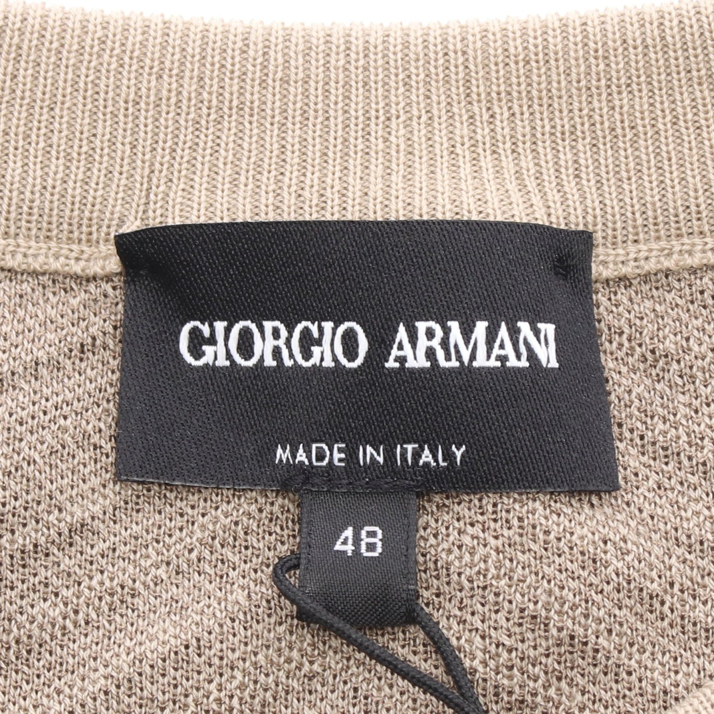 ロゴ刺繍 ヘリンボーン ニット ウール ビスコース グレーベージュ グレーブラウン ジョルジオアルマーニ トップス GIORGIO ARMANI