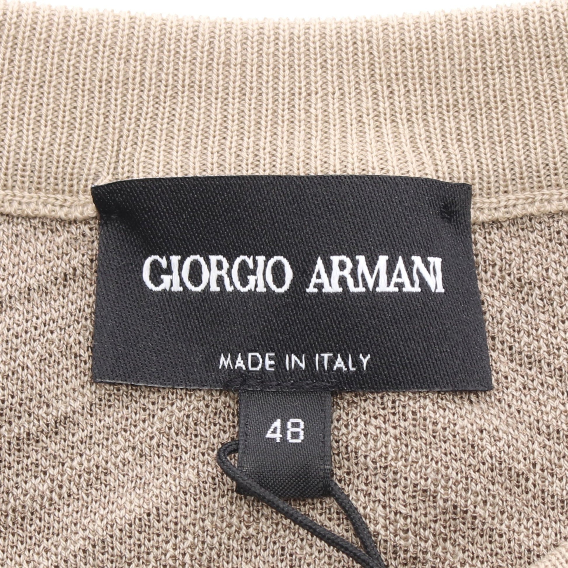 ロゴ刺繍 ヘリンボーン ニット ウール ビスコース グレーベージュ グレーブラウン ジョルジオアルマーニ トップス GIORGIO ARMANI