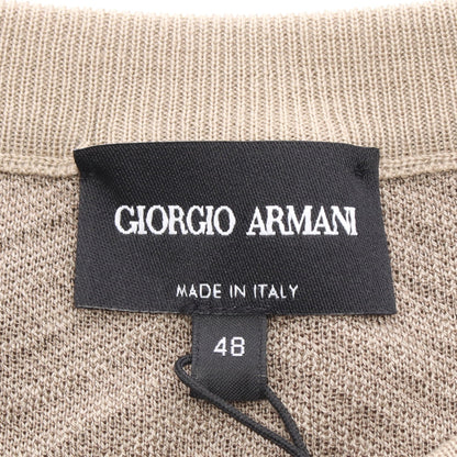 ロゴ刺繍 ヘリンボーン ニット ウール ビスコース グレーベージュ グレーブラウン ジョルジオアルマーニ トップス GIORGIO ARMANI