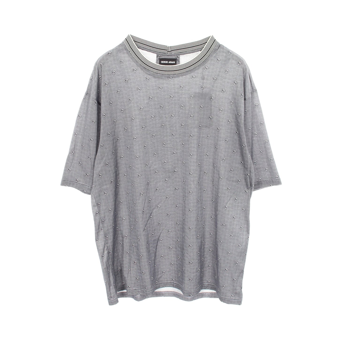 ロゴ総柄 半袖Tシャツ コットン ネイビー ジョルジオアルマーニ