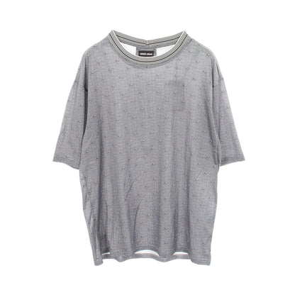 ロゴ総柄 半袖Tシャツ コットン ネイビー ジョルジオアルマーニ