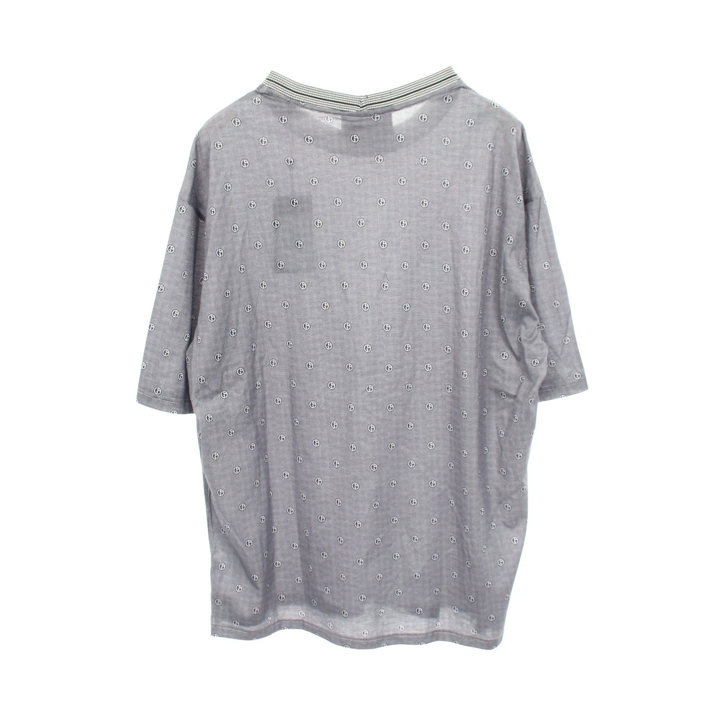 ロゴ総柄 半袖Tシャツ コットン ネイビー ジョルジオアルマーニ