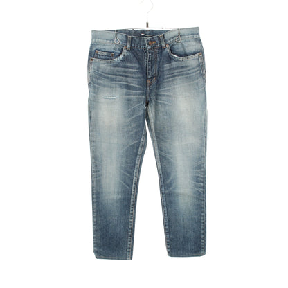 ダメージ加工 デニムパンツ コットン インディゴブルー サンローランパリ ボトムス SAINT LAURENT PARIS