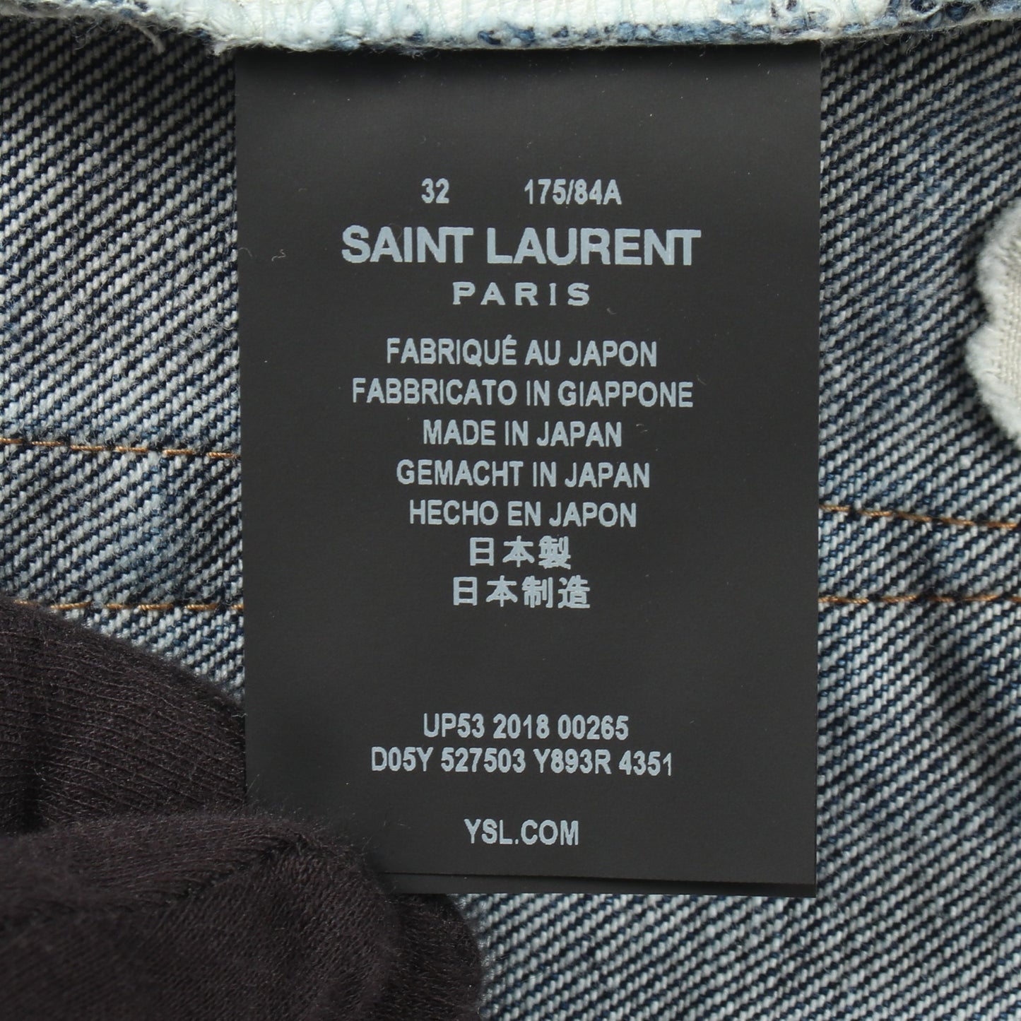 ダメージ加工 デニムパンツ コットン インディゴブルー サンローランパリ ボトムス SAINT LAURENT PARIS