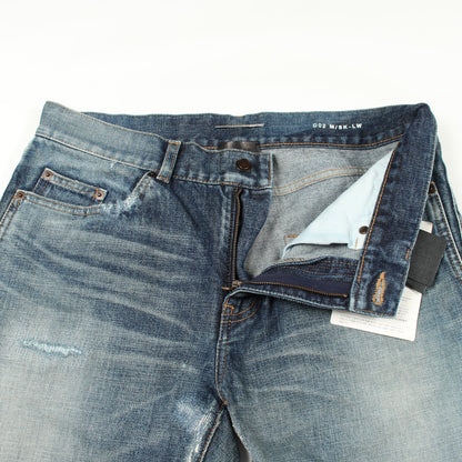 ダメージ加工 デニムパンツ コットン インディゴブルー サンローランパリ ボトムス SAINT LAURENT PARIS
