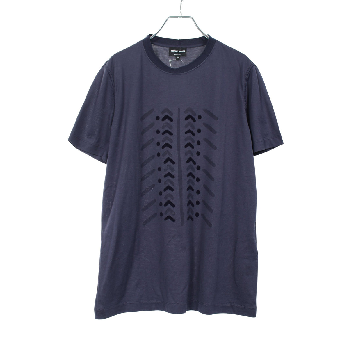 Tシャツ Tシャツ フロッキープリント 半袖Tシャツ コットン ネイビー ジョルジオアルマーニ