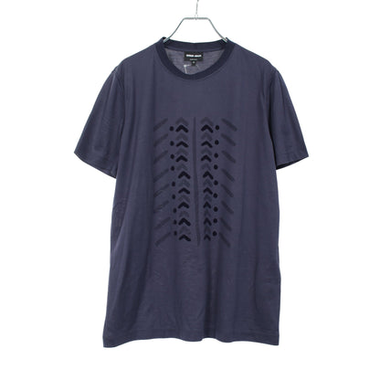 Tシャツ Tシャツ フロッキープリント 半袖Tシャツ コットン ネイビー ジョルジオアルマーニ