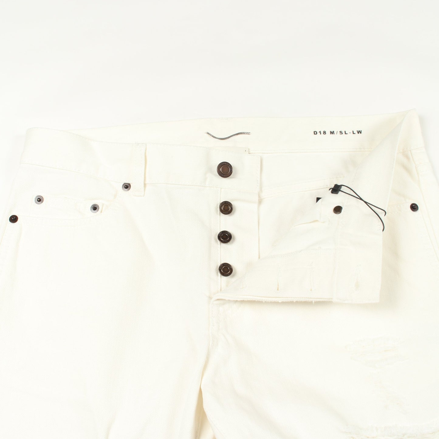ボタンフライ ダメージ加工 デニムパンツ コットン ホワイト サンローランパリ ボトムス SAINT LAURENT PARIS