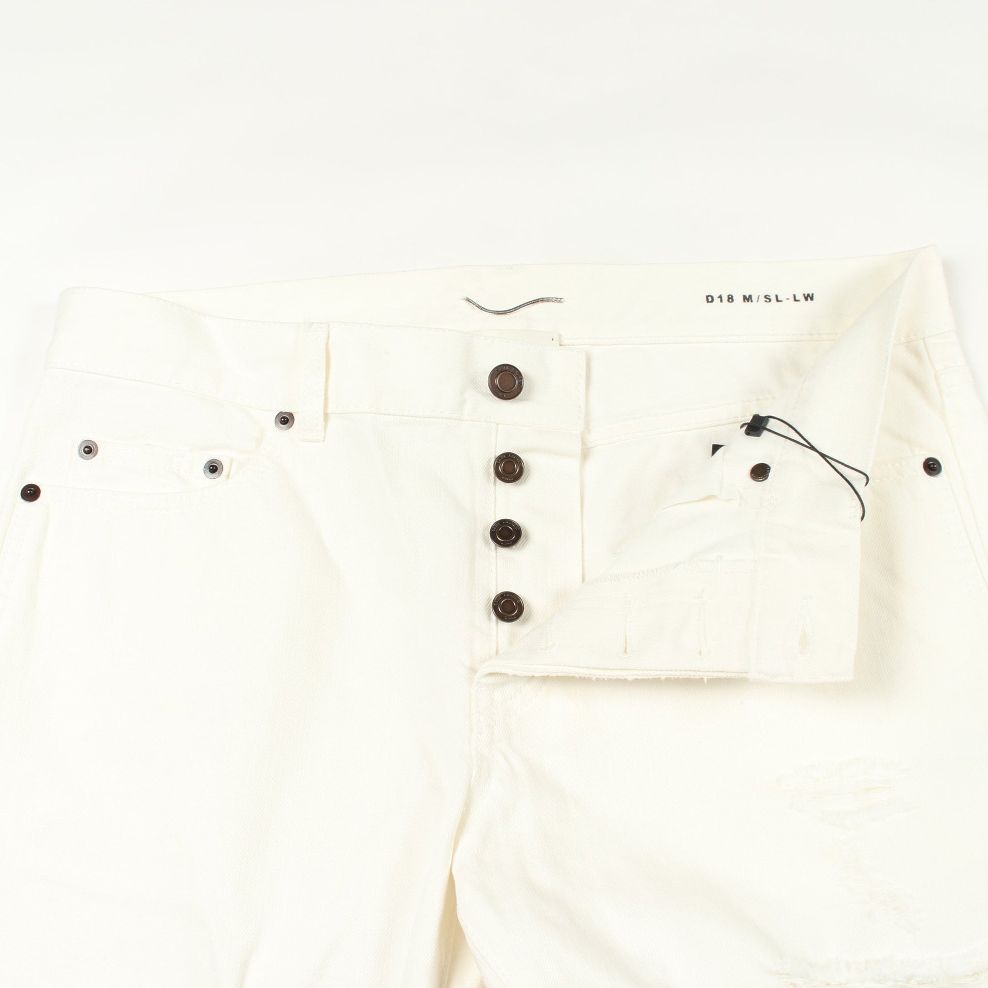ボタンフライ ダメージ加工 デニムパンツ コットン ホワイト サンローランパリ ボトムス SAINT LAURENT PARIS