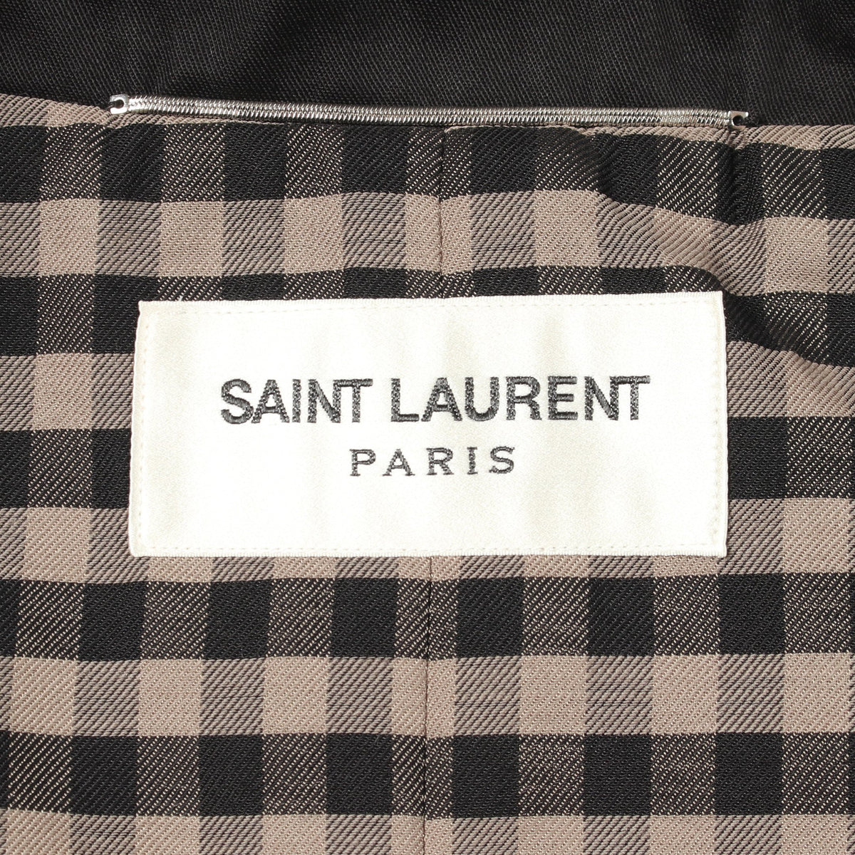 トレンチコート 裏地チェック コットン ブラック サンローランパリ アウター SAINT LAURENT PARIS