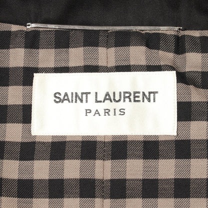 トレンチコート 裏地チェック コットン ブラック サンローランパリ アウター SAINT LAURENT PARIS