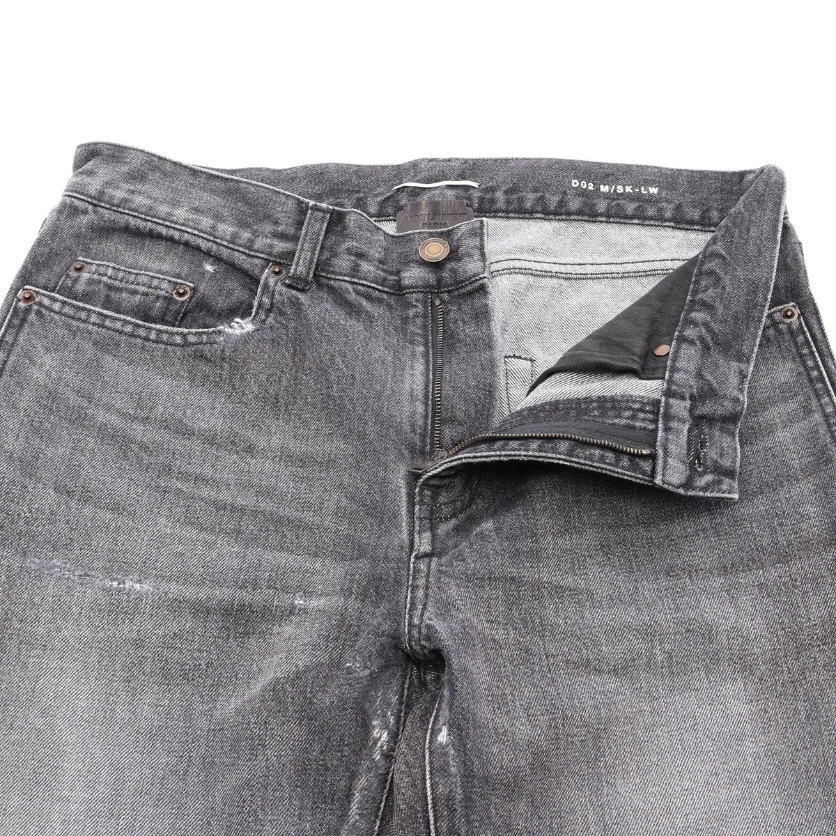 ダメージリペア加工 デニムパンツ コットン グレー サンローランパリ