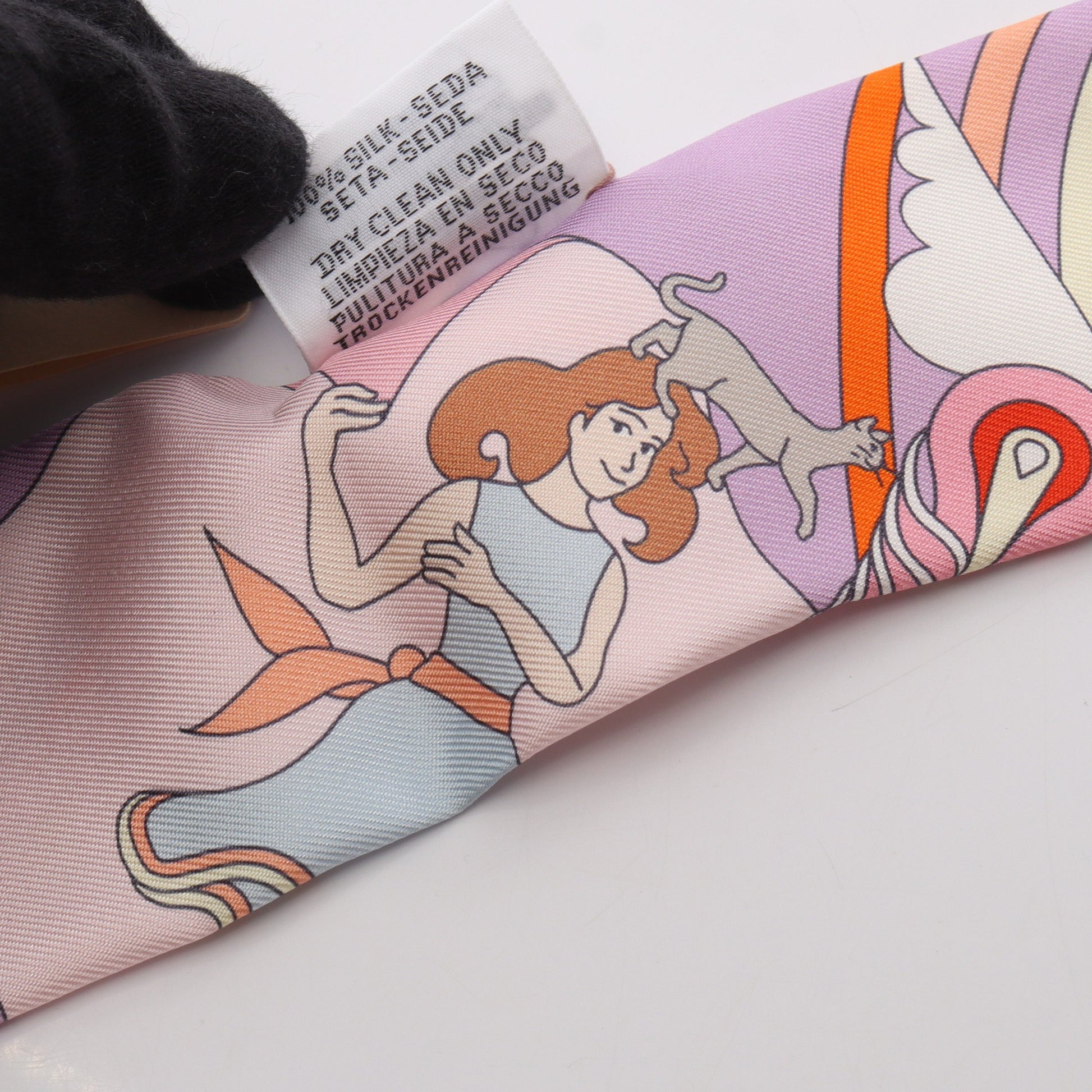 ツイリー Carres Volants リボン スカーフ シルク ライトパープル ライトピンク マルチカラー エルメス 財布・小物 HERMES