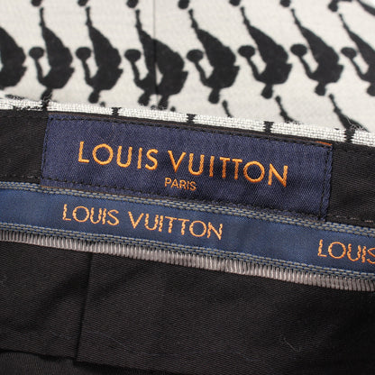 LOUIS VUITTON × NBA ロゴ総柄 スラックス トラウザーズ ウール シルク ライトグレー ブラック ルイヴィトン
