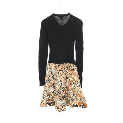 PRINTED BI MATERIAL DRESS ワンピース ウール シルク ブラック アイボリー マルチカラー ルイヴィトン ワンピース LOUIS VUITTON