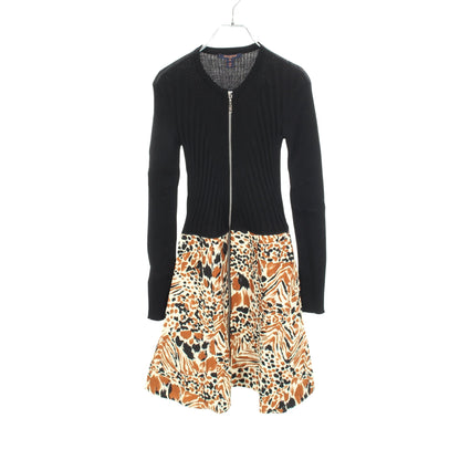 PRINTED BI MATERIAL DRESS ワンピース ウール シルク ブラック アイボリー マルチカラー ルイヴィトン ワンピース LOUIS VUITTON
