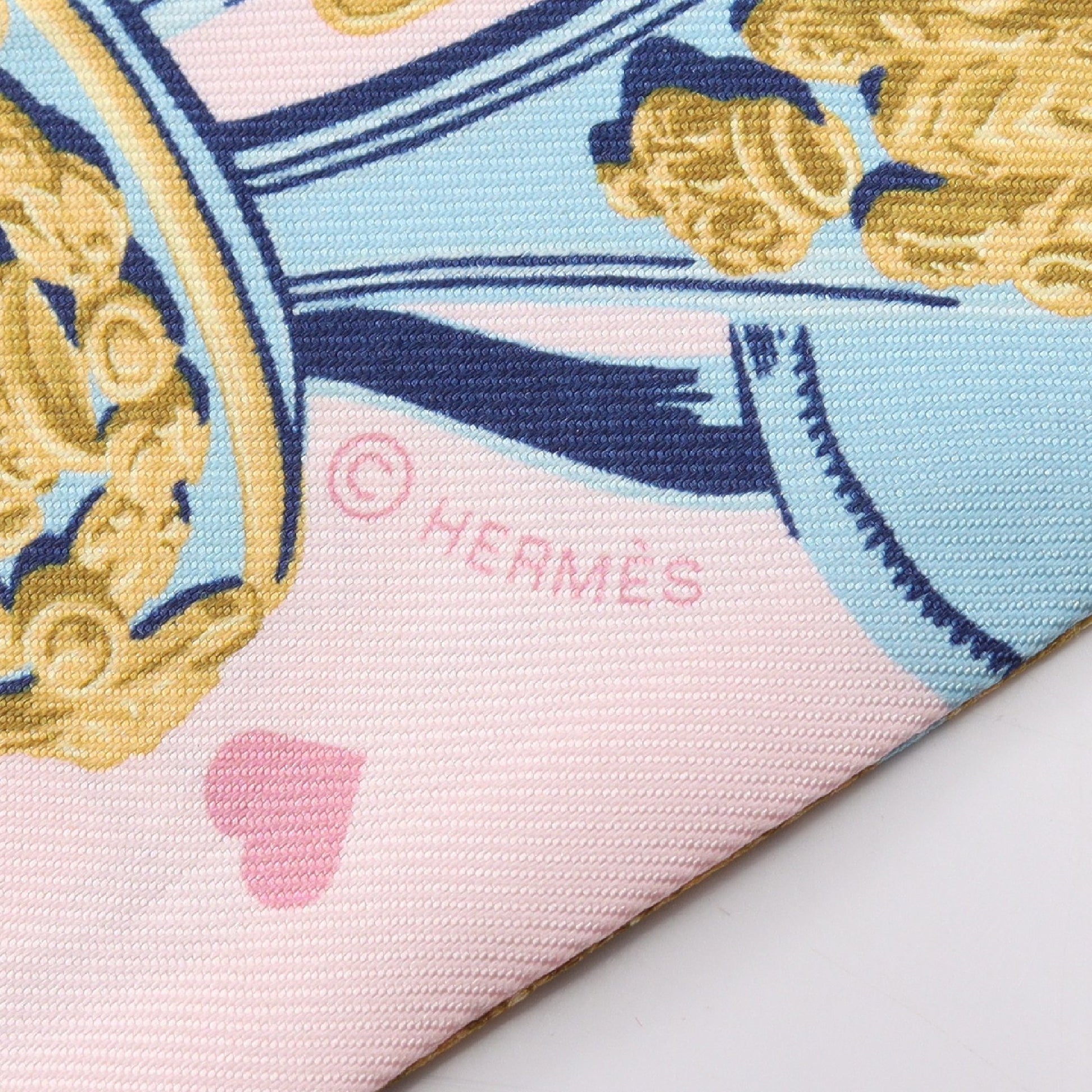 ツイリー Brides de Gala Love リボン スカーフ シルク ライトピンク ライトブルー マルチカラー エルメス 財布・小物 HERMES