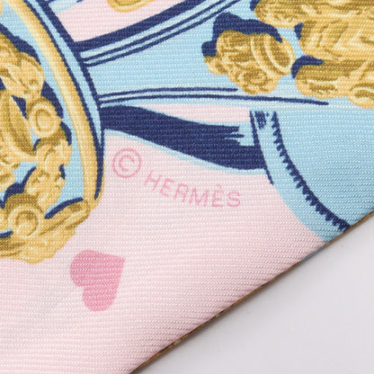 ツイリー Brides de Gala Love リボン スカーフ シルク ライトピンク ライトブルー マルチカラー エルメス 財布・小物 HERMES