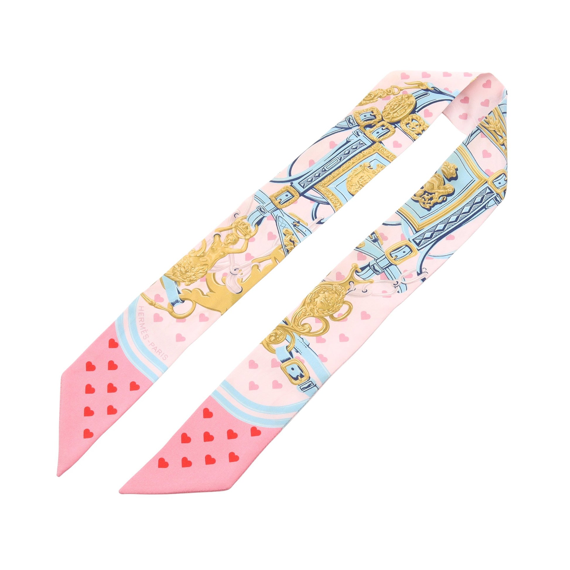 ツイリー Brides de Gala Love リボン スカーフ シルク ライトピンク ライトブルー マルチカラー エルメス 財布・小物 HERMES