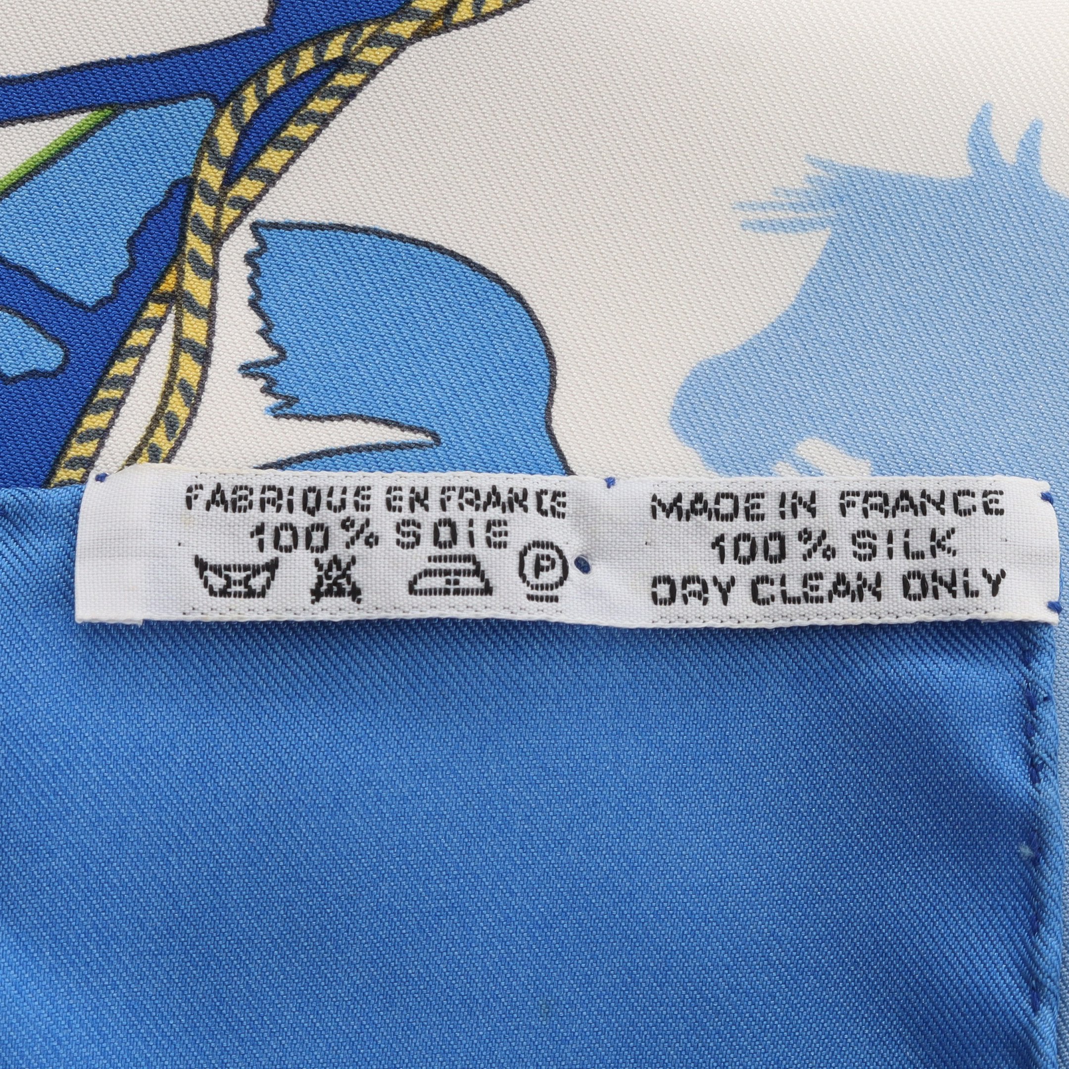 HERMES カレ 90 feria de sevilla セビリアの休日 紺 カレ90 feria de sevilla スカーフ シルク ブルー マルチカラー