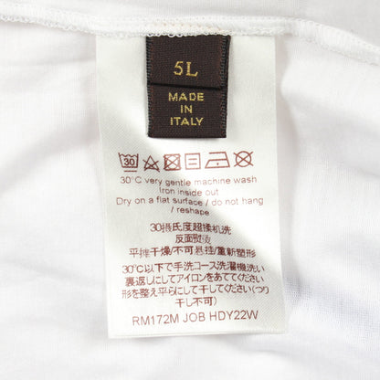 ポケット付き プリント クルーネック 半袖Tシャツ コットン ホワイト ブルー ルイヴィトン