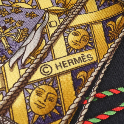 カレ90 Les Tambours スカーフ シルク ブラック イエロー マルチカラー エルメス 財布・小物 HERMES