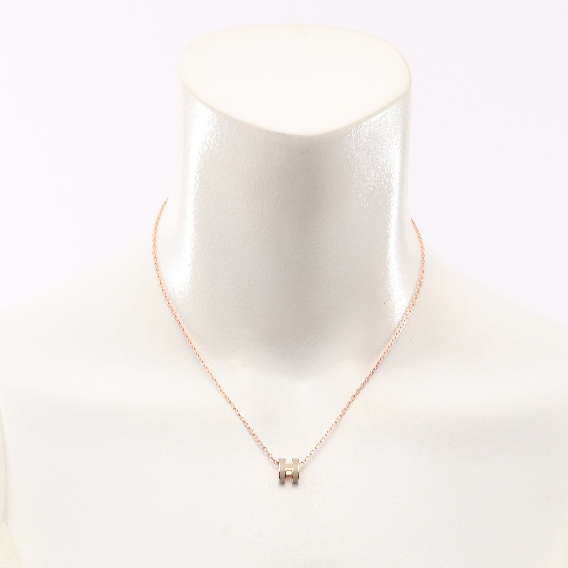 MINI POP H ミニポップアッシュ マロングラッセ ネックレス GP ピンクゴールド ベージュ エルメス アクセサリー HERMES