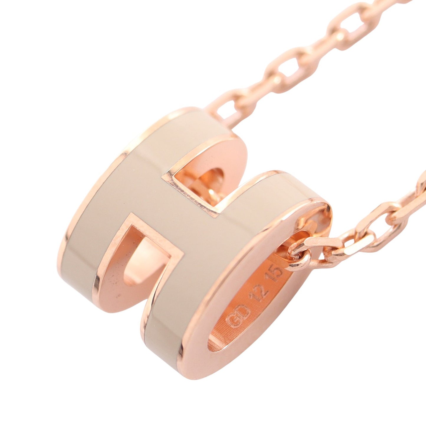 MINI POP H ミニポップアッシュ マロングラッセ ネックレス GP ピンクゴールド ベージュ エルメス アクセサリー HERMES