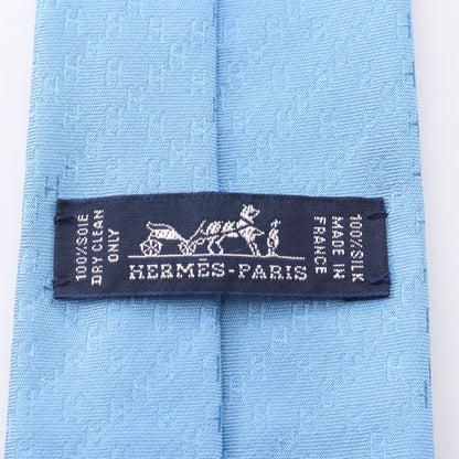H柄 ネクタイ シルク ライトブルー エルメス 財布・小物 HERMES