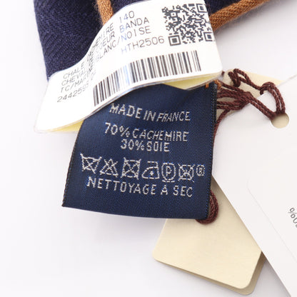 カレジェアン カレ140 Cheval de Coeur Bandana スカーフ ショール カシミヤ シルク ネイビー ホワイト エルメス 財布・小物 HERMES