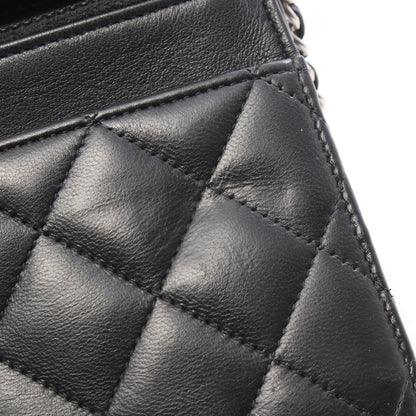 マトラッセ チェーンウォレット ラムスキン ブラック シルバー金具 シャネル