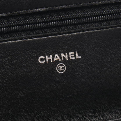 マトラッセ チェーンウォレット ラムスキン ブラック シルバー金具 シャネル