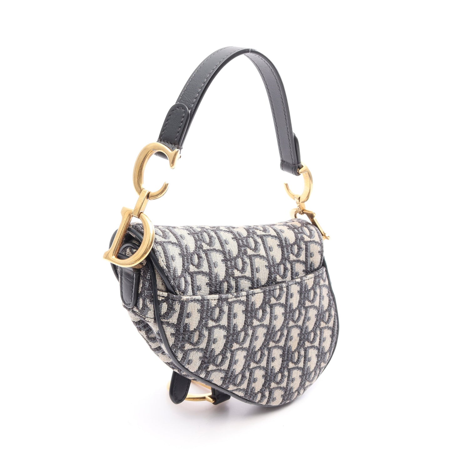 サドルバッグ ミニ オブリークジャカード ハンドバッグ キャンバス レザー ベージュ ネイビー クリスチャンディオール