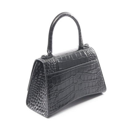 アワーグラス スモール クロコ型押し 2WAY ハンドバッグ レザー ブラック バレンシアガ