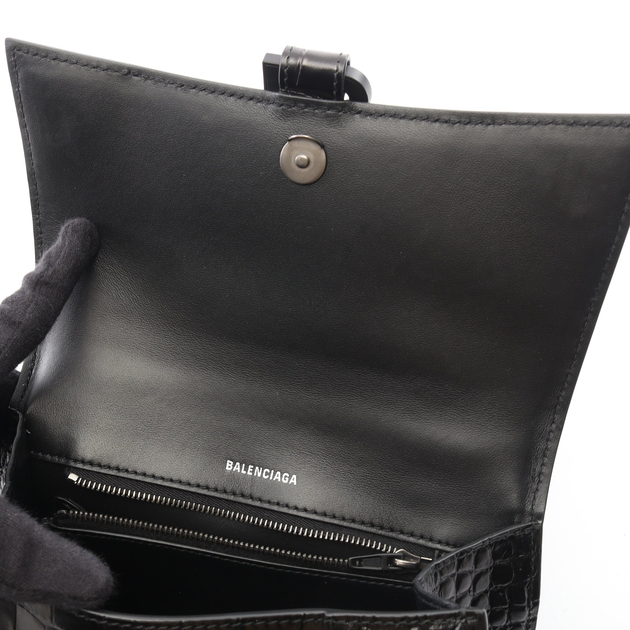 アワーグラス スモール クロコ型押し 2WAY ハンドバッグ レザー