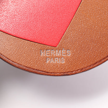 キャッチミー ハート バッグチャーム レザー ブラウン レッド シルバー金具 エルメス