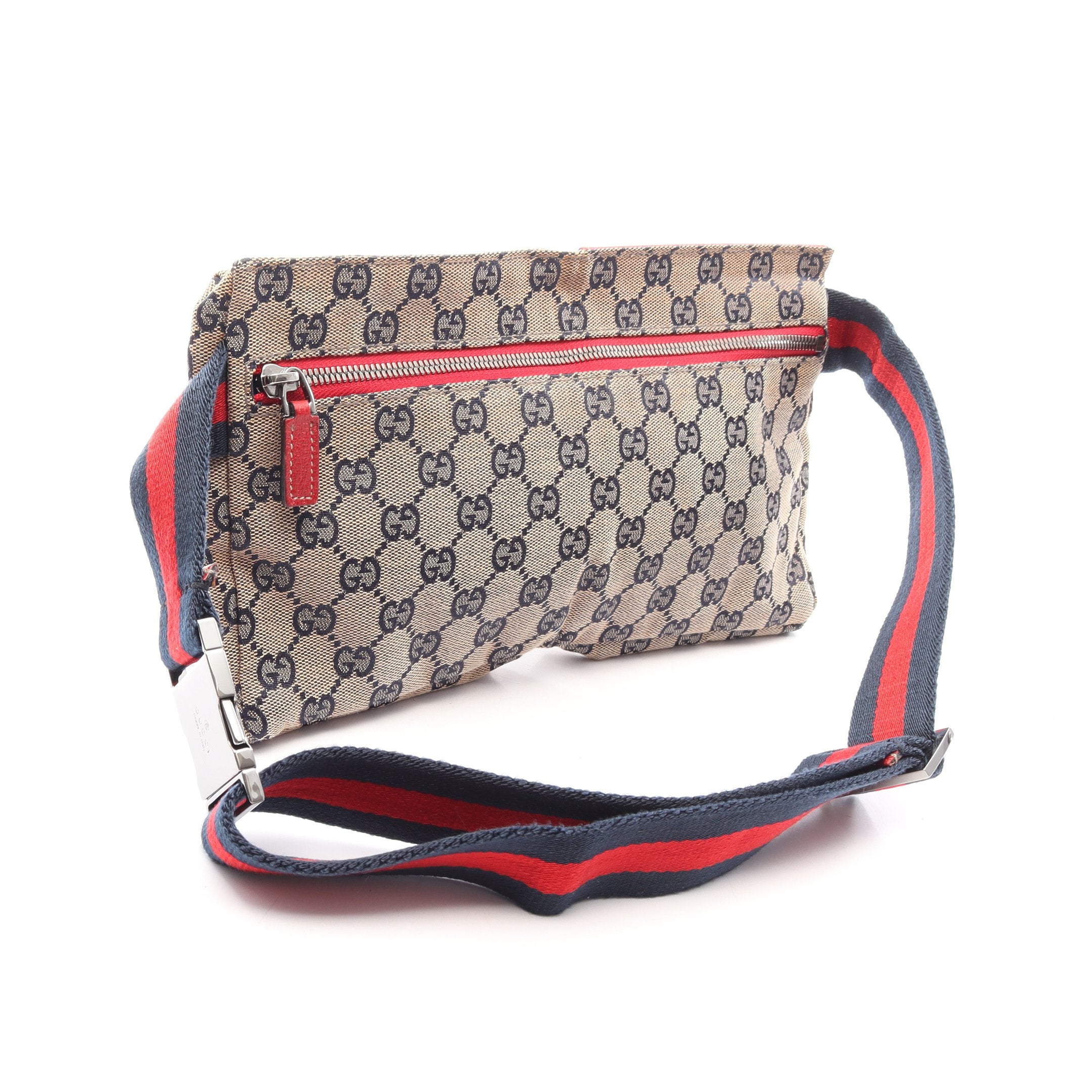 GUCCI グッチ ウエストポーチ ボディバッグ GGキャンバス レッド ブルー GGキャンバス ボディバッグ ウエストバッグ キャンバス レザー