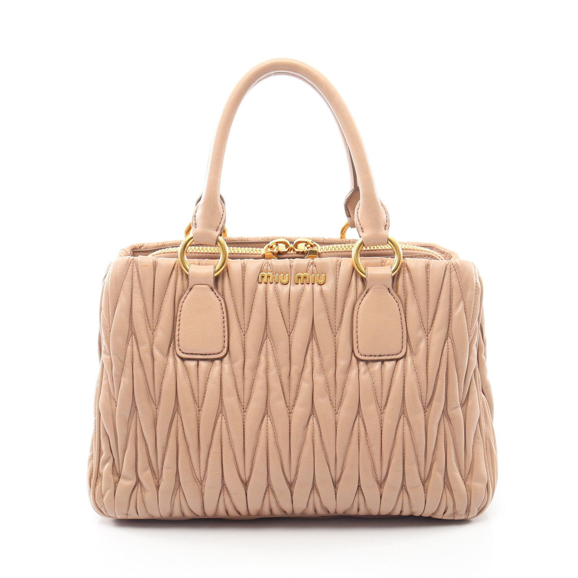 MATELASSE' マテラッセ ハンドバッグ レザー ピンクベージュ ミュウミュウ バッグ miu miu