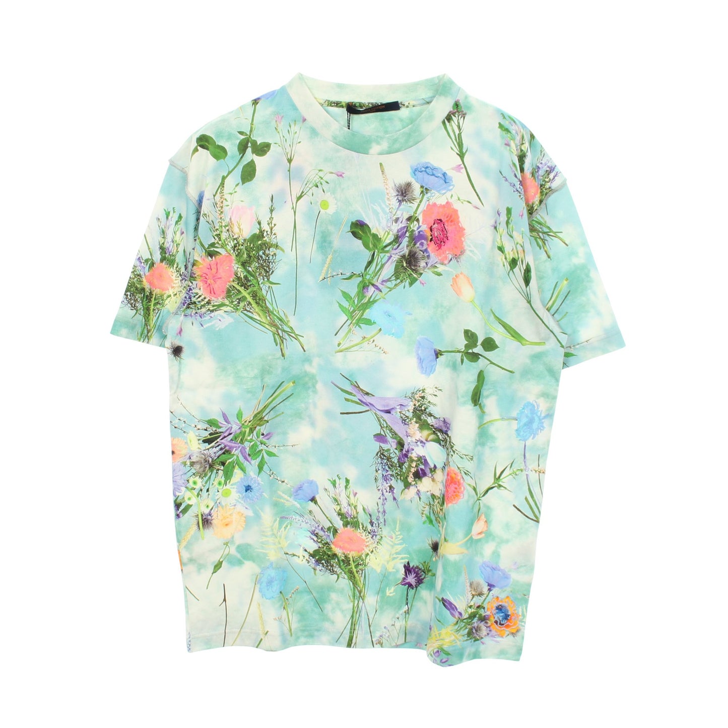 フラワーエンブロイダリー 半袖Tシャツ コットン ライトブルー マルチカラー ルイヴィトン トップス LOUIS VUITTON