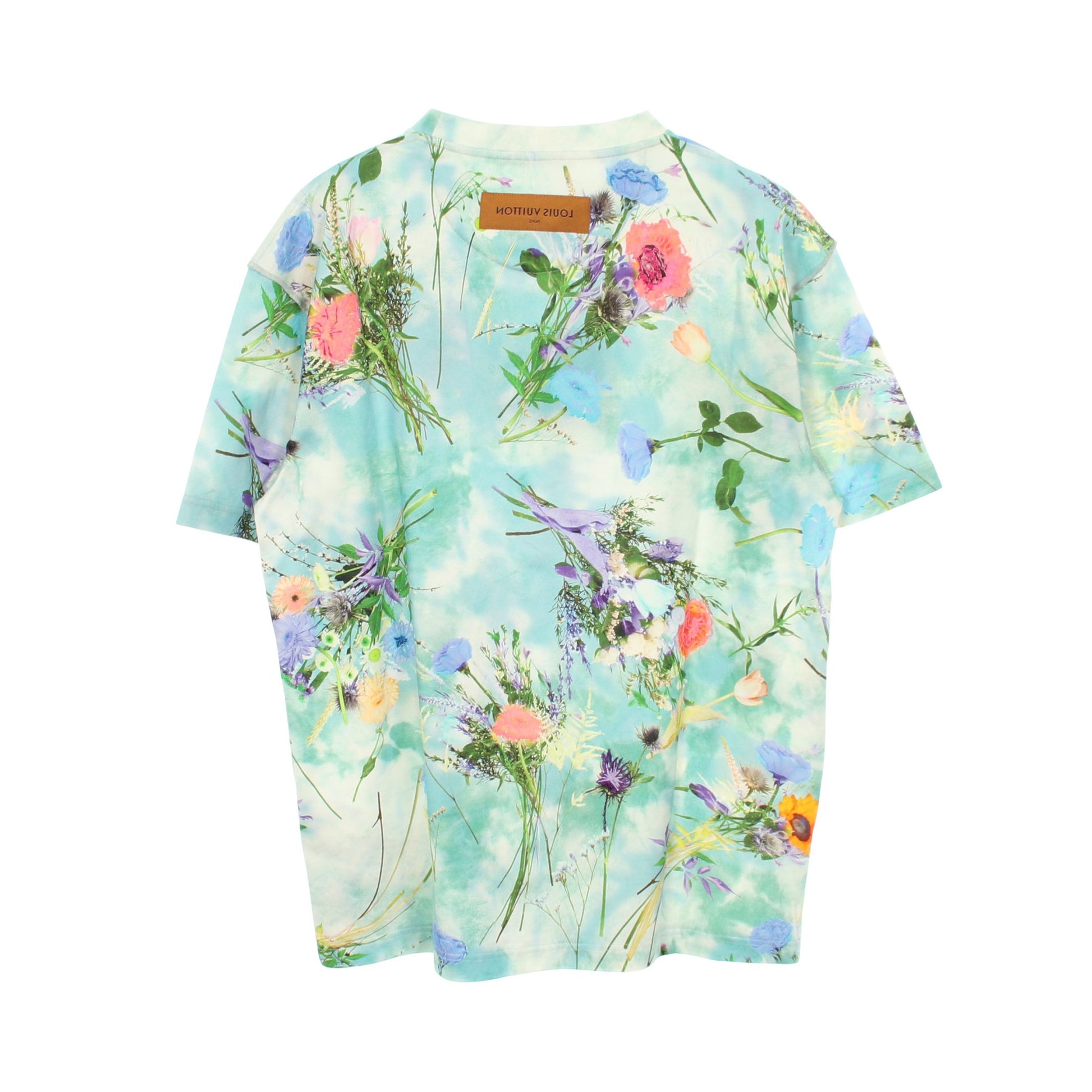 フラワーエンブロイダリー 半袖Tシャツ コットン ライトブルー マルチカラー ルイヴィトン トップス LOUIS VUITTON