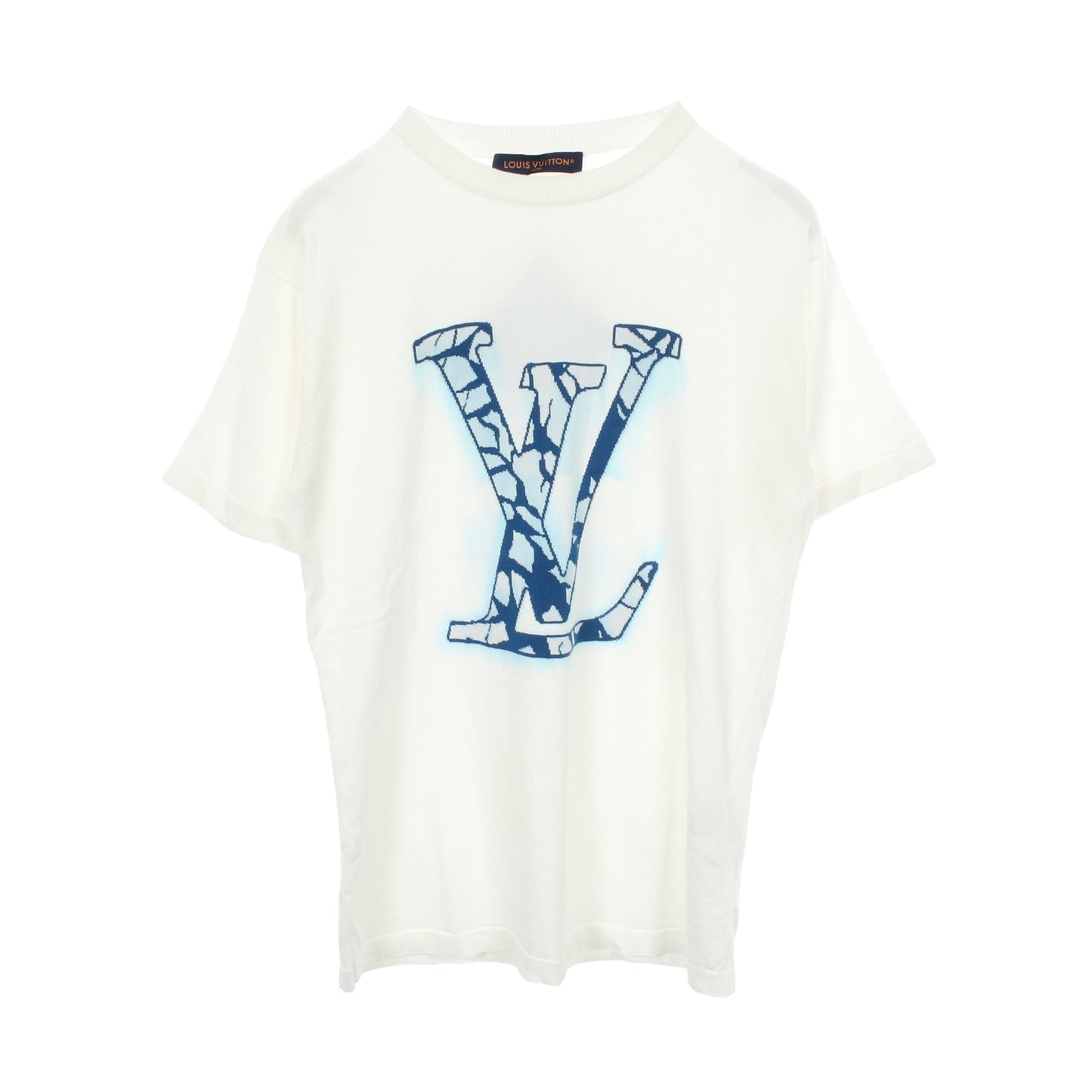 LV SKI ロゴ ショートスリーブ クルーネック Tシャツ ニット コットン ホワイト ブルー ルイヴィトン
