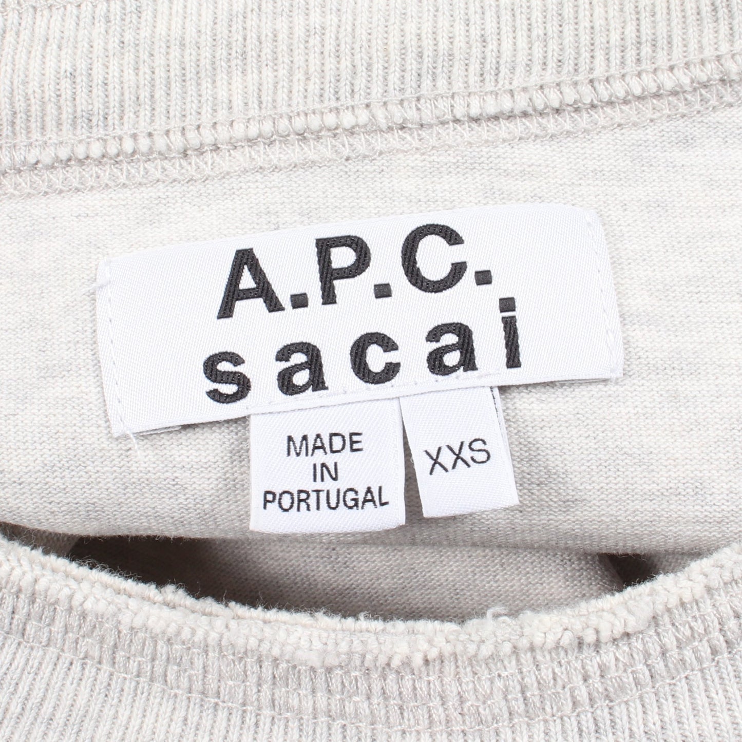 sacai × A.P.C. KIYO LOGO SIDEZIP 21SS 半袖Tシャツ コットン ライトグレー サカイ