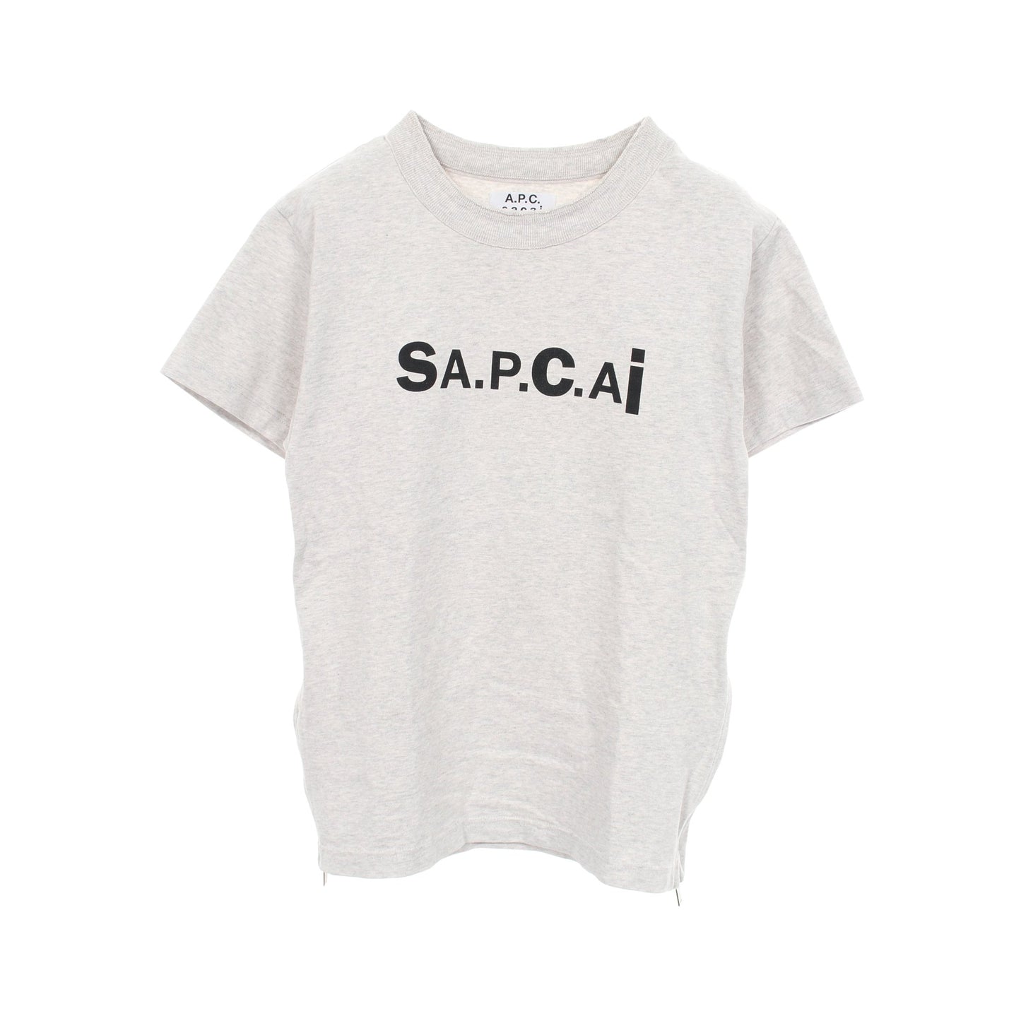 sacai × A.P.C. KIYO LOGO SIDEZIP 21SS 半袖Tシャツ コットン ライトグレー サカイ