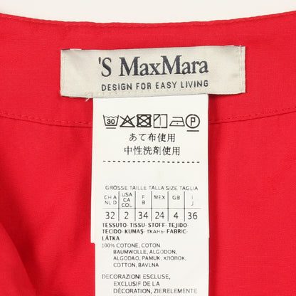 長袖 ワンピース コットン レッド エスマックスマーラ ワンピース S Max Mara