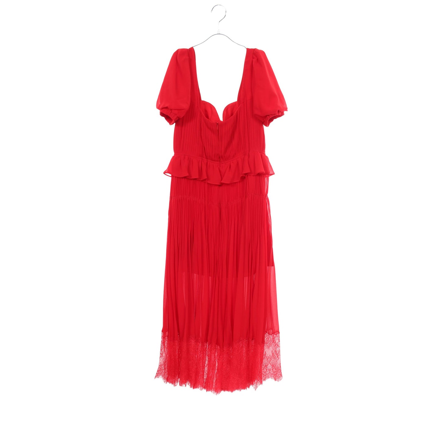 SHORT SLEEVE CHIFFON MIDI DRESS ワンピース レッド セルフポートレイト