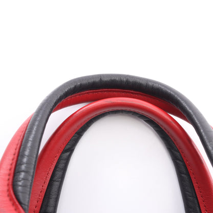 トライアングルロゴ 2WAY ハンドバッグ ナイロン レザー ブラック レッド プラダ
