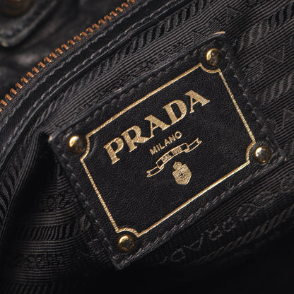 NAPPA ANTIQUE ショルダーバッグ トートバッグ レザー ブラック プラダ