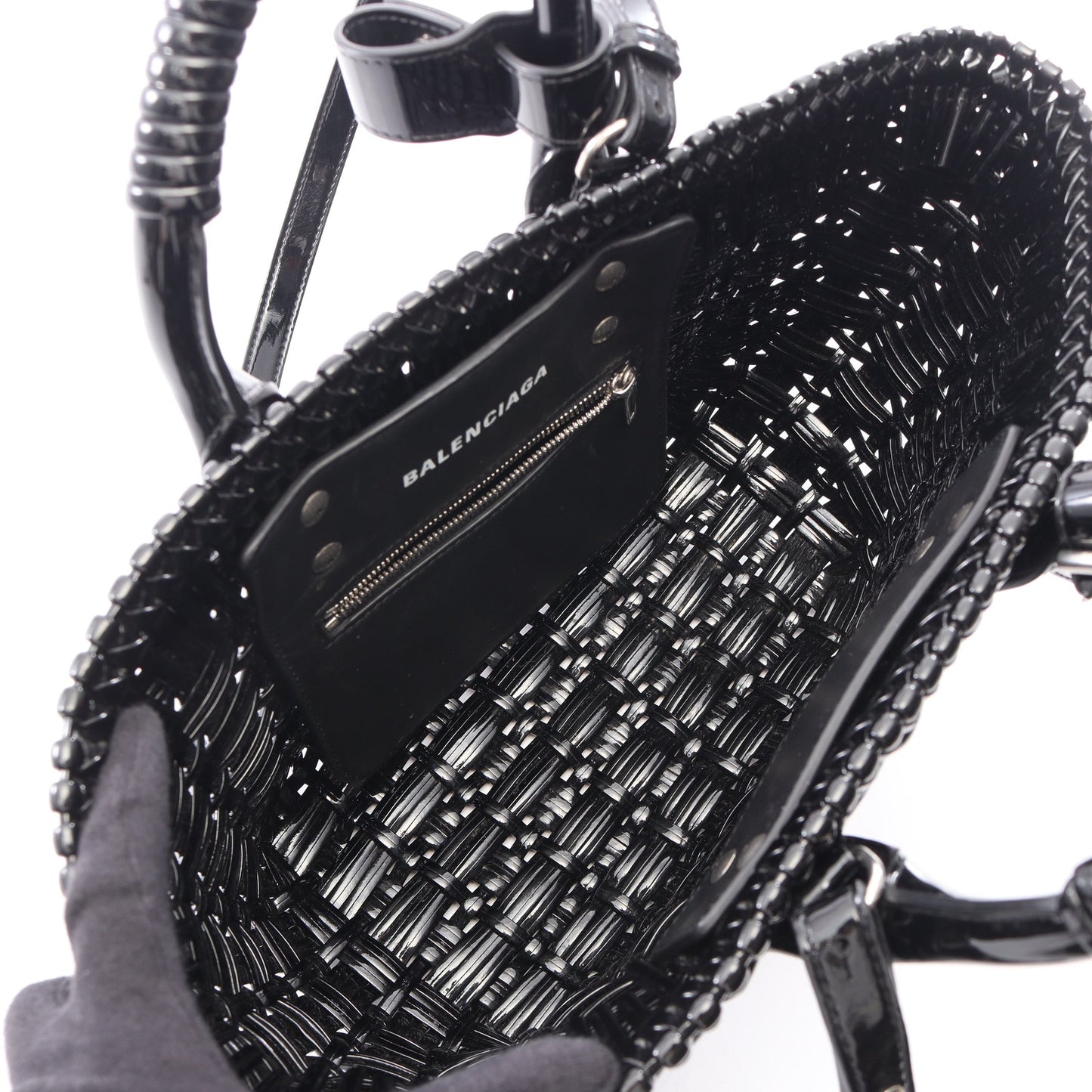 BISTRO XS ビストロ バスケットバッグ 2WAY ハンドバッグ トートバッグ レザー ブラック バレンシアガ